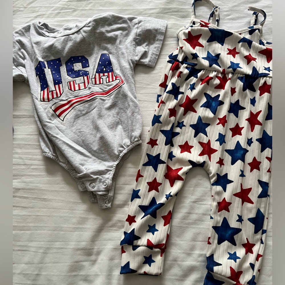 Patriotic Baby Onesie and Star Jumpsuit Set